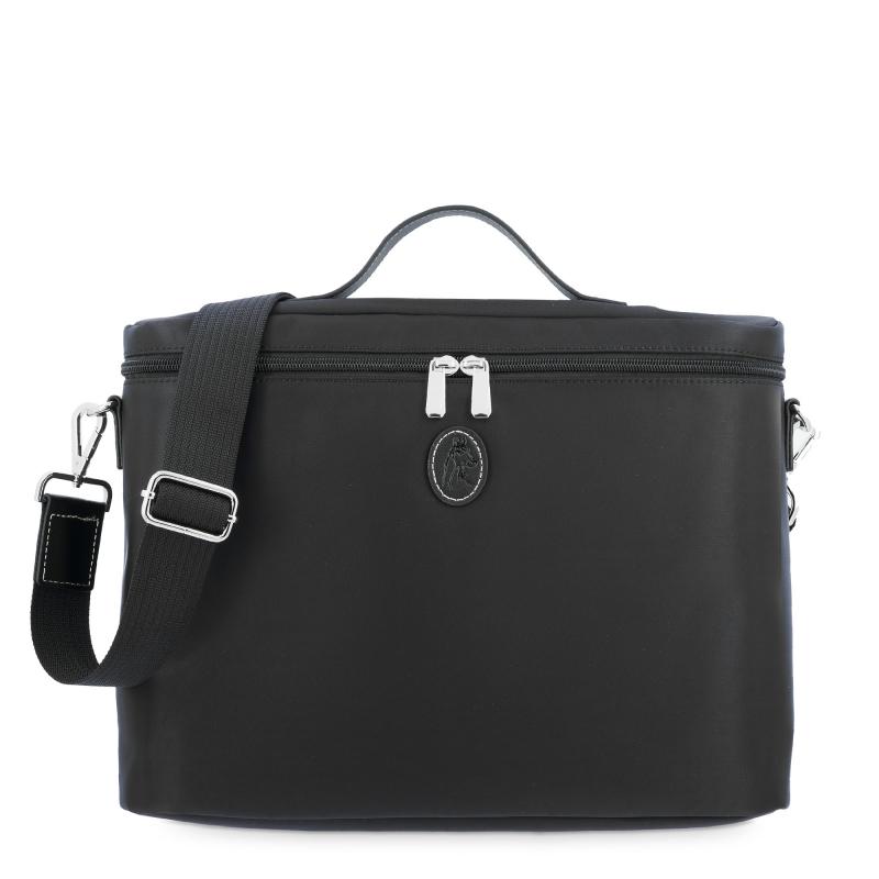El potro Carpeta unisex en lona negro y piel vacuno color negro-Paris
