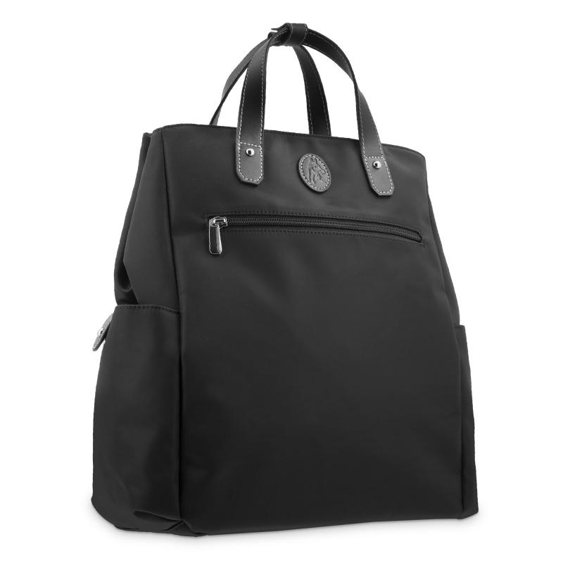 El potro Mochila bolso unisex en lona y piel vacuno negro-Paris Ventas relámpago