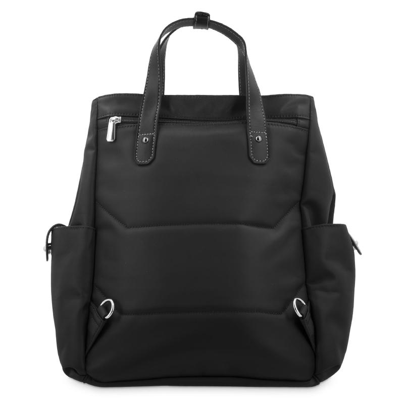 El potro Mochila bolso unisex en lona y piel vacuno negro-Paris Ventas relámpago