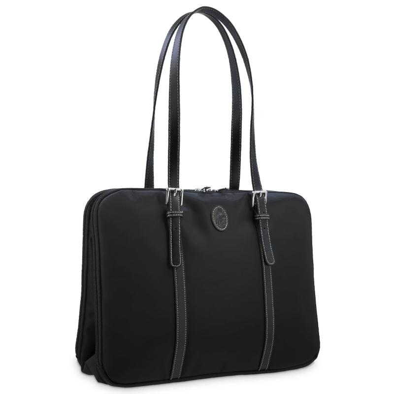 El potro Bolso carpeta en lona negro y piel vacuno color negro-Paris Tienda