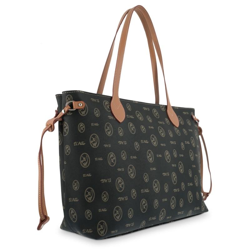 El potro Bolso Tote mujer en lona y piel vacuno color negro - Lona Últimos 2 días