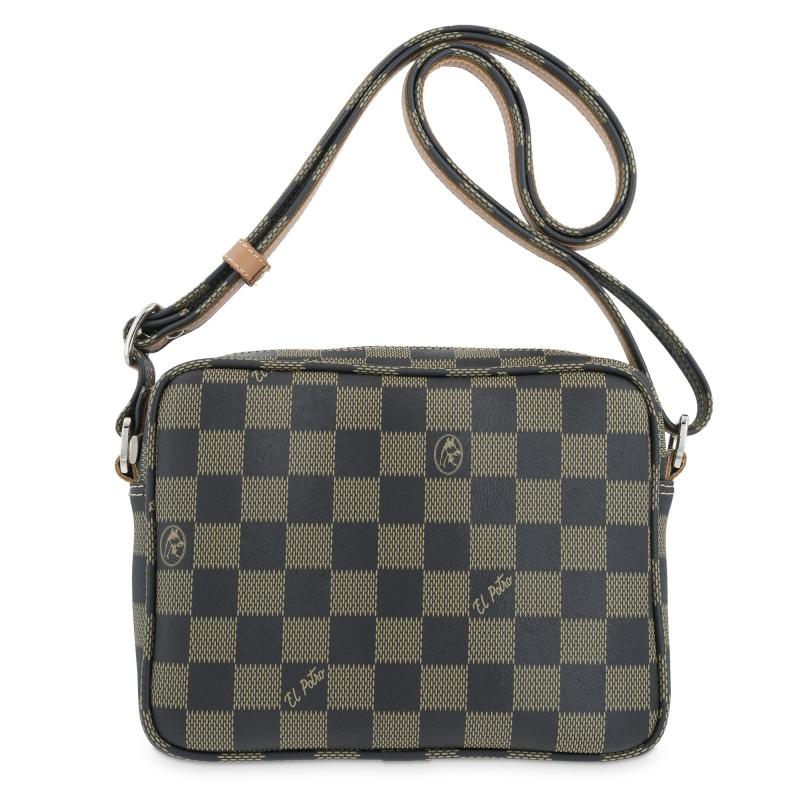 El potro Bolso bandolera pequeña mujer en lona color negro-Chess Envío internacional gratuito