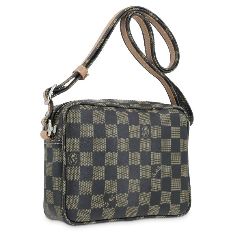 El potro Bolso bandolera pequeña mujer en lona color negro-Chess Envío internacional gratuito