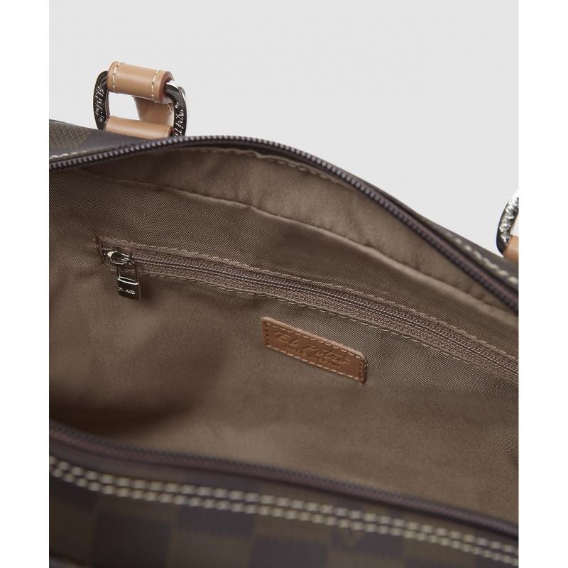 El potro Bolso Bowling mujer en lona y piel vacuno color marrón - Chess Ofertas especiales