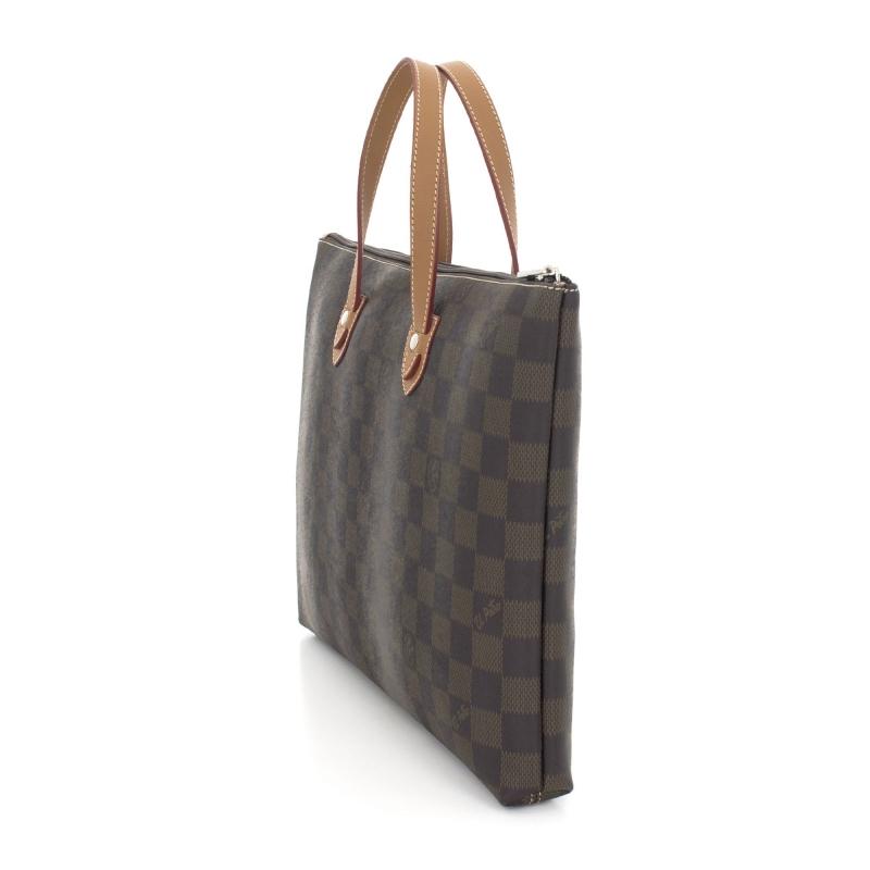 El potro Bolso Carpeta Maletín mujer en lona y piel vacuno color marróm - Chess Venta caliente