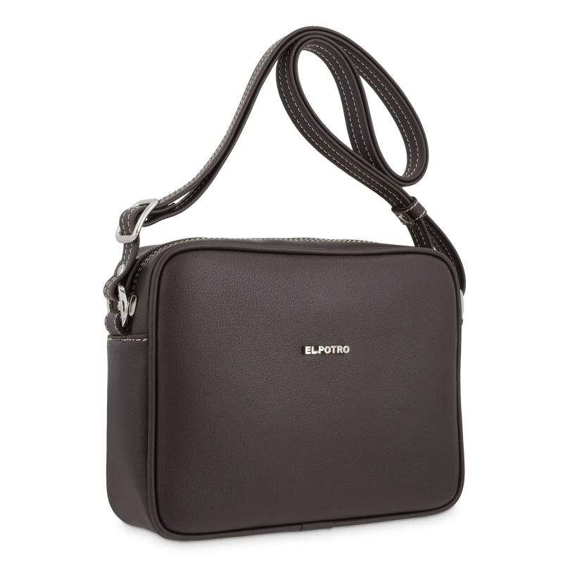 El potro Bolso bandolera pequeña mujer en lona color marrón-Angula En oferta