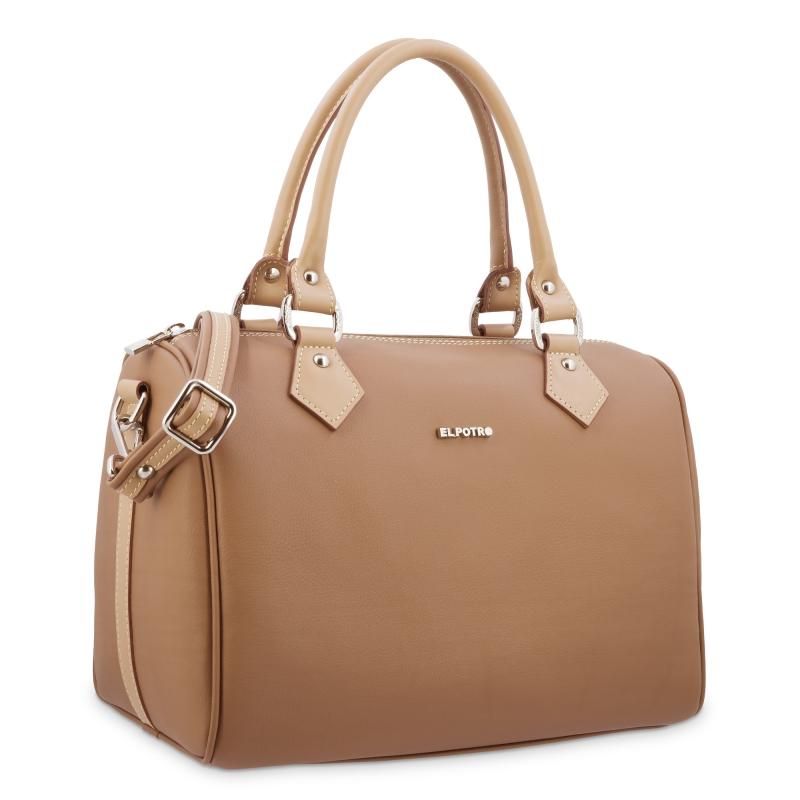 El potro Bolso Bowling con asa extensible color cuero-Angula Rebajas de fábrica