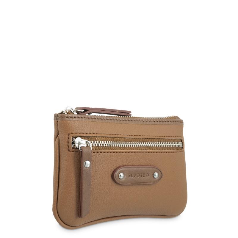El potro Monedero mujer en lona y piel vacuno color cuero casual - E L P O T R O Oferta especial