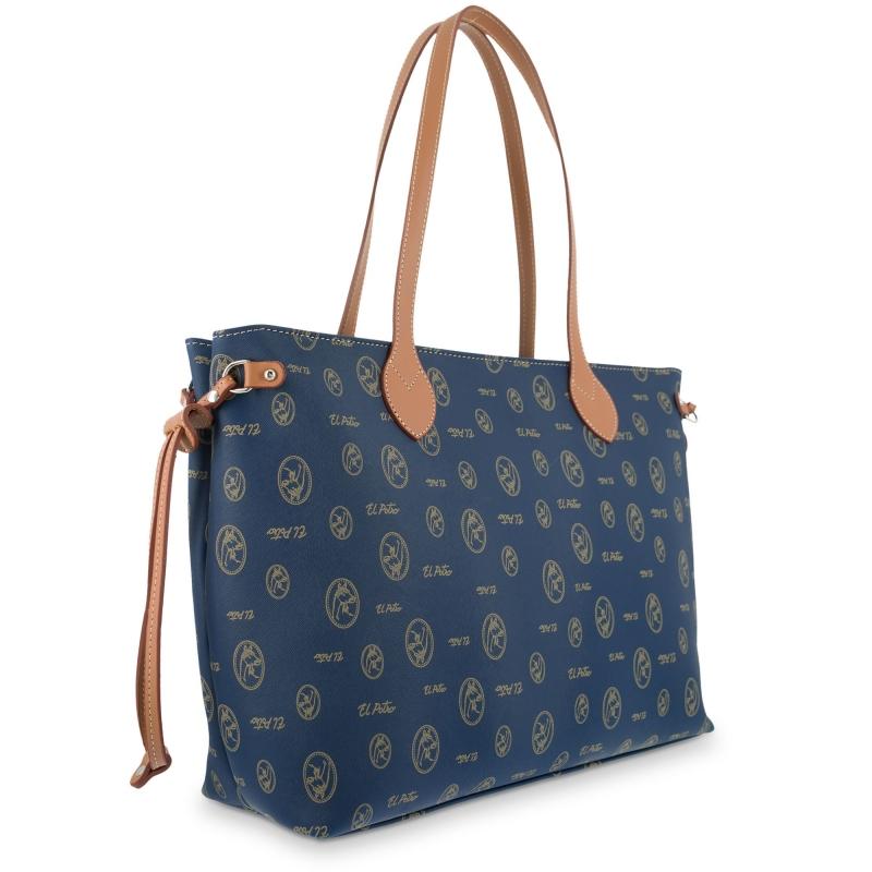 El potro Bolso Tote mujer en lona y piel vacuno color azul - Lona Últimos 3 días