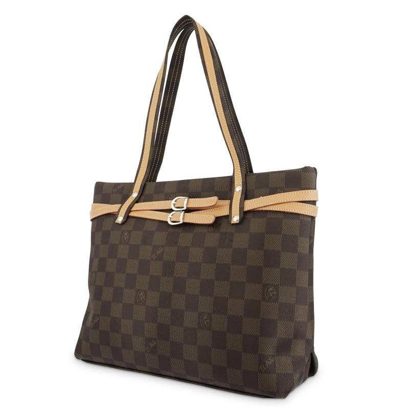 El potro Bolso Tote mujer en lona y piel vacuno color marrón -Chess Solo hoy