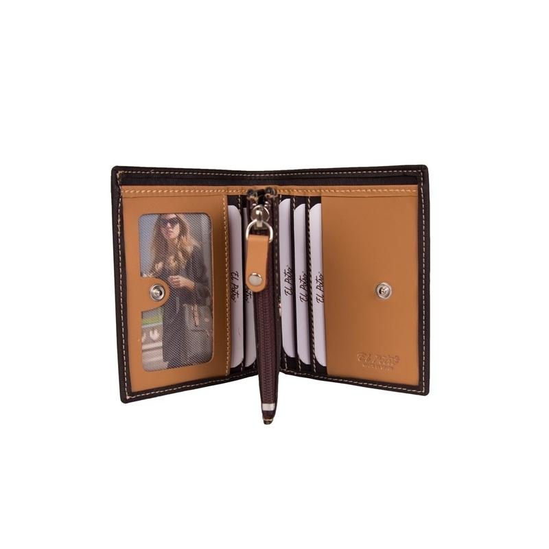 El potro Cartera Monedero mujer en lona y piel vacuno color marrón - Base Precio ultrabajo