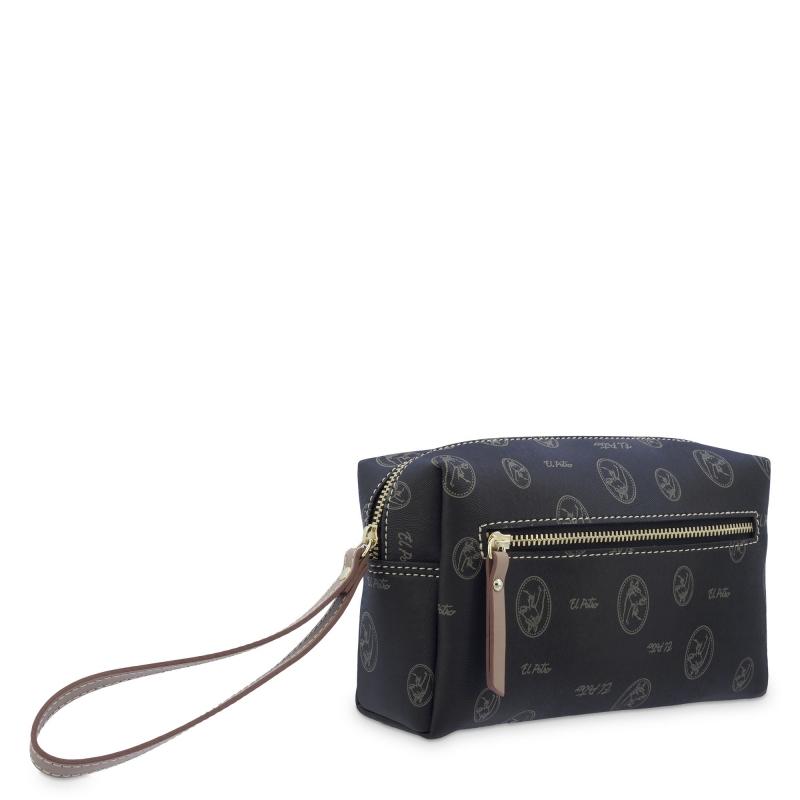 El potro Bolsa monedero grande mujer en lona y piel vacuno color negro - Vintage Rebajas baratas