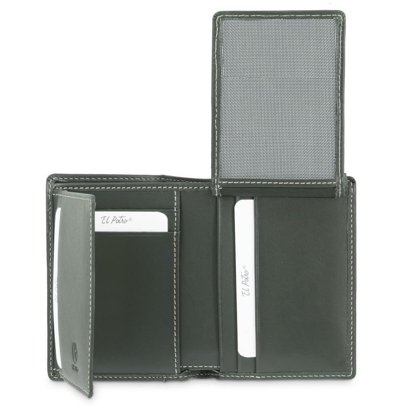 El potro Cartera tarjetero de hombre en piel vacuno verde Urban-E L P O T R O Oferta especial