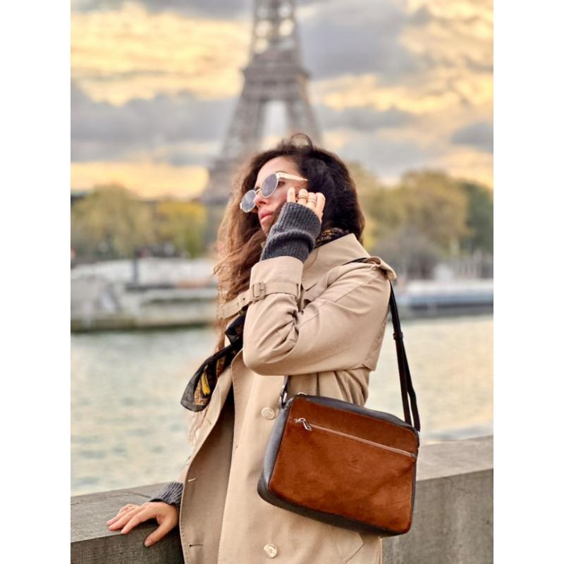 El potro Bolso Bandolera mujer en piel vacuno color castaño/ marrón -Natural Oferta especial de fábrica