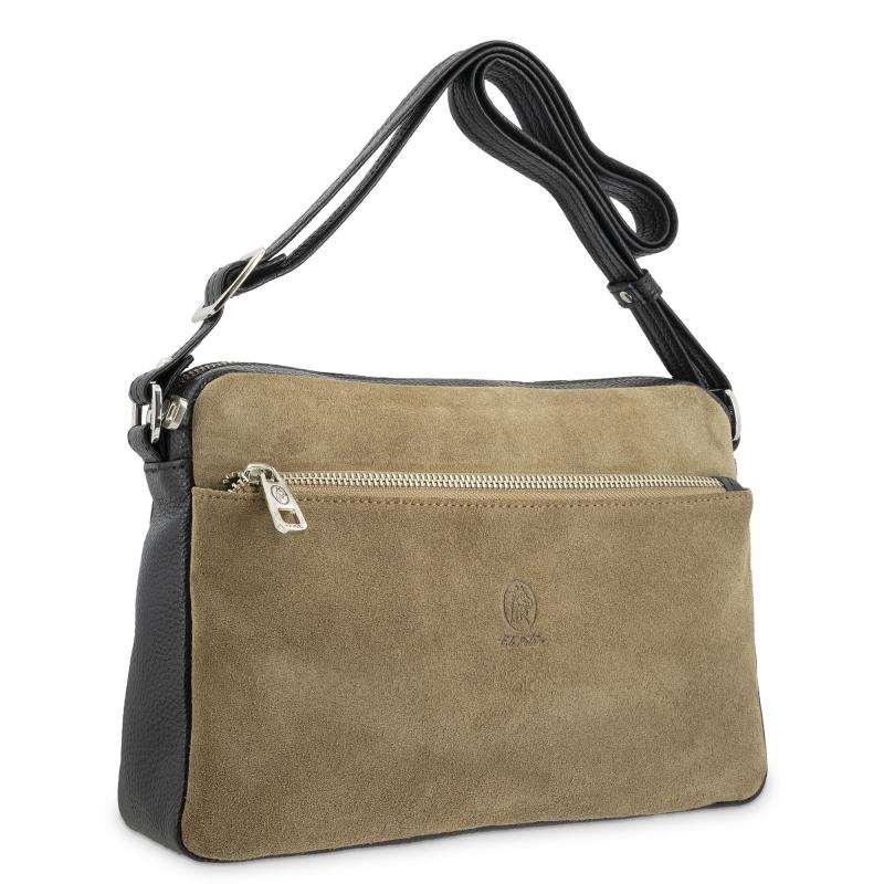 El potro Bolso Bandolera mujer en piel vacuno color topo/negro -Natural Solo queda un día