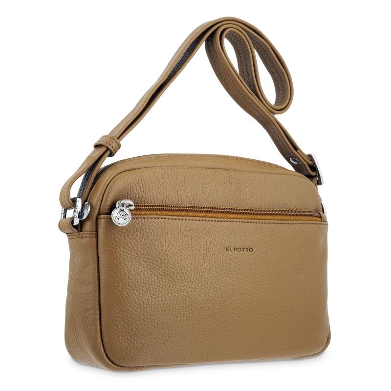 El potro Bolso bandolera mediano 3 cremalleras en piel vacuno color cuero - Floater Libre de impuestos