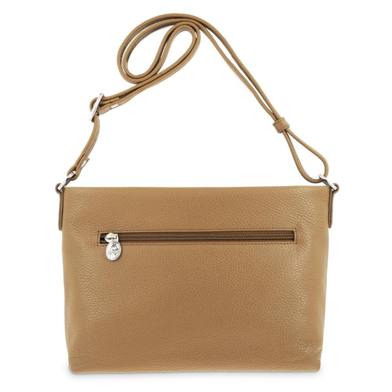 El potro Bolso suave bandolera de 3 cremalleras mujer en piel vacuno color cuero- Floater Descuentos del mes