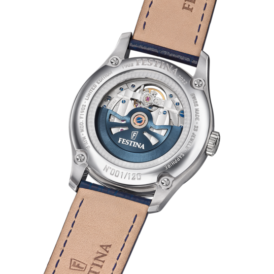Festina RELOJ FESTINA SWISS MADE F1902/2 AZUL CORREA DE CUERO HOMBRE Tienda de fábrica