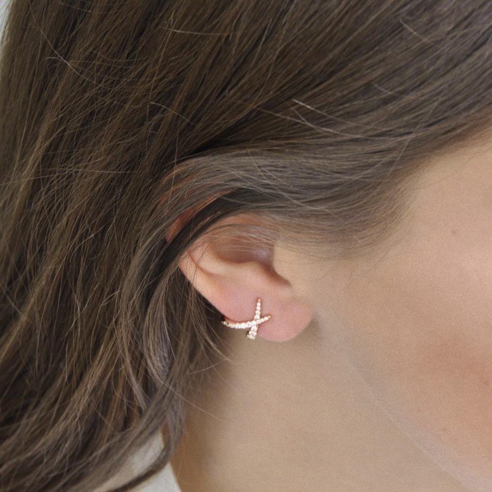 Gold&roses Pendientes cruzados Jardín de Aire diamantes Oferta exclusiva