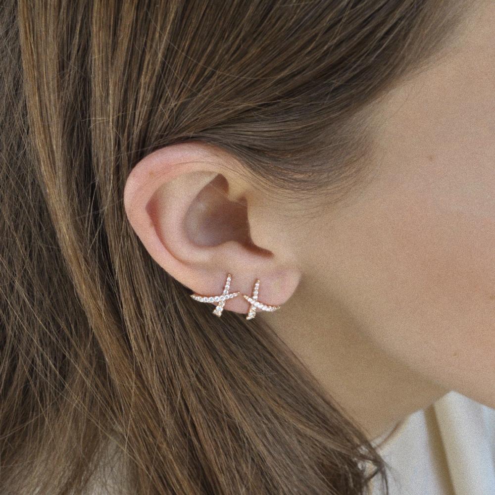 Gold&roses Pendientes cruzados Jardín de Aire diamantes Oferta exclusiva