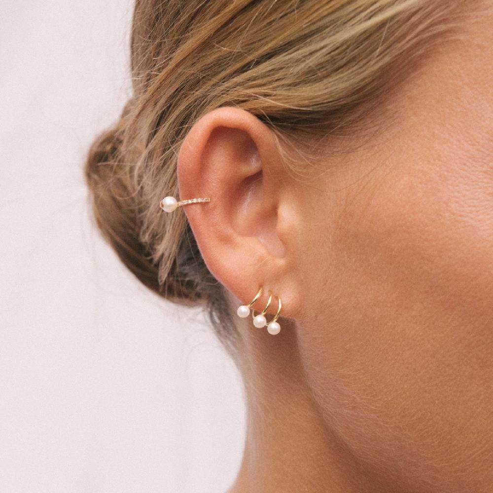 Gold&roses PENDIENTES TRIPLE ARO PERLAS Rebajas de fábrica
