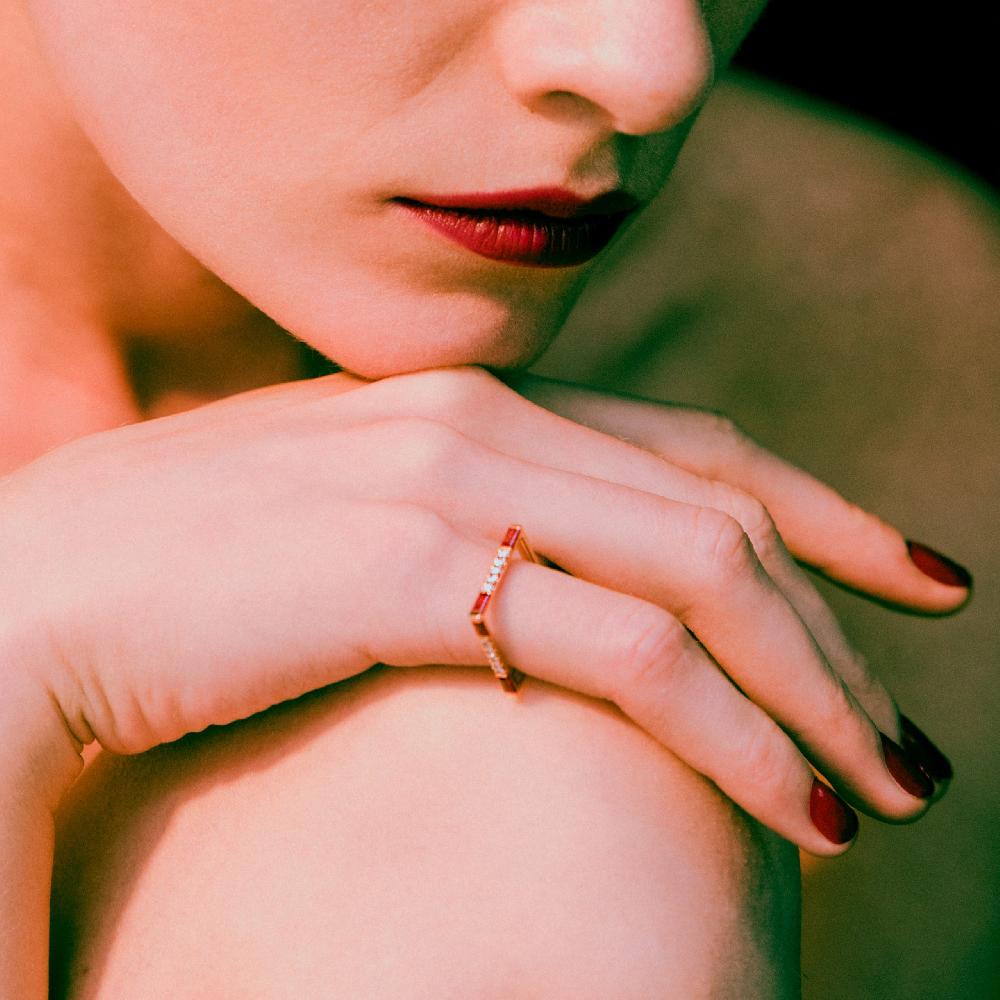 Gold&roses Anillo Square I am Red Rebajas top