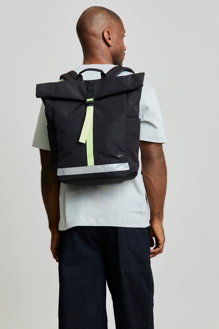lefrik Mochila Lars Roll Black Lime Vandra Envío gratis