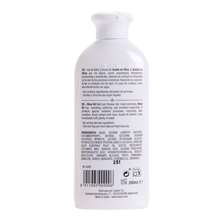 lixone GEL de BAÑO y DUCHA de Aceite de Oliva 250 ml Oferta especial de fábrica