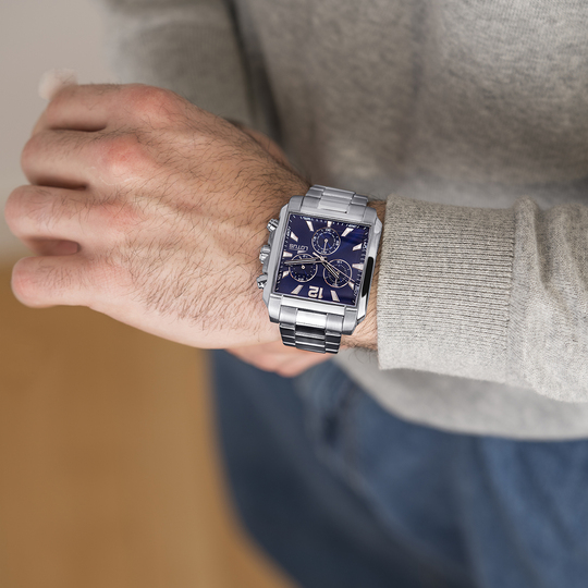 lotus RELOJ LOTUS SQUARE SERIES 18850/2 AZUL CORREA DE ACERO INOXIDABLE 316L HOMBRE ÚLTIMAS EDICIONES