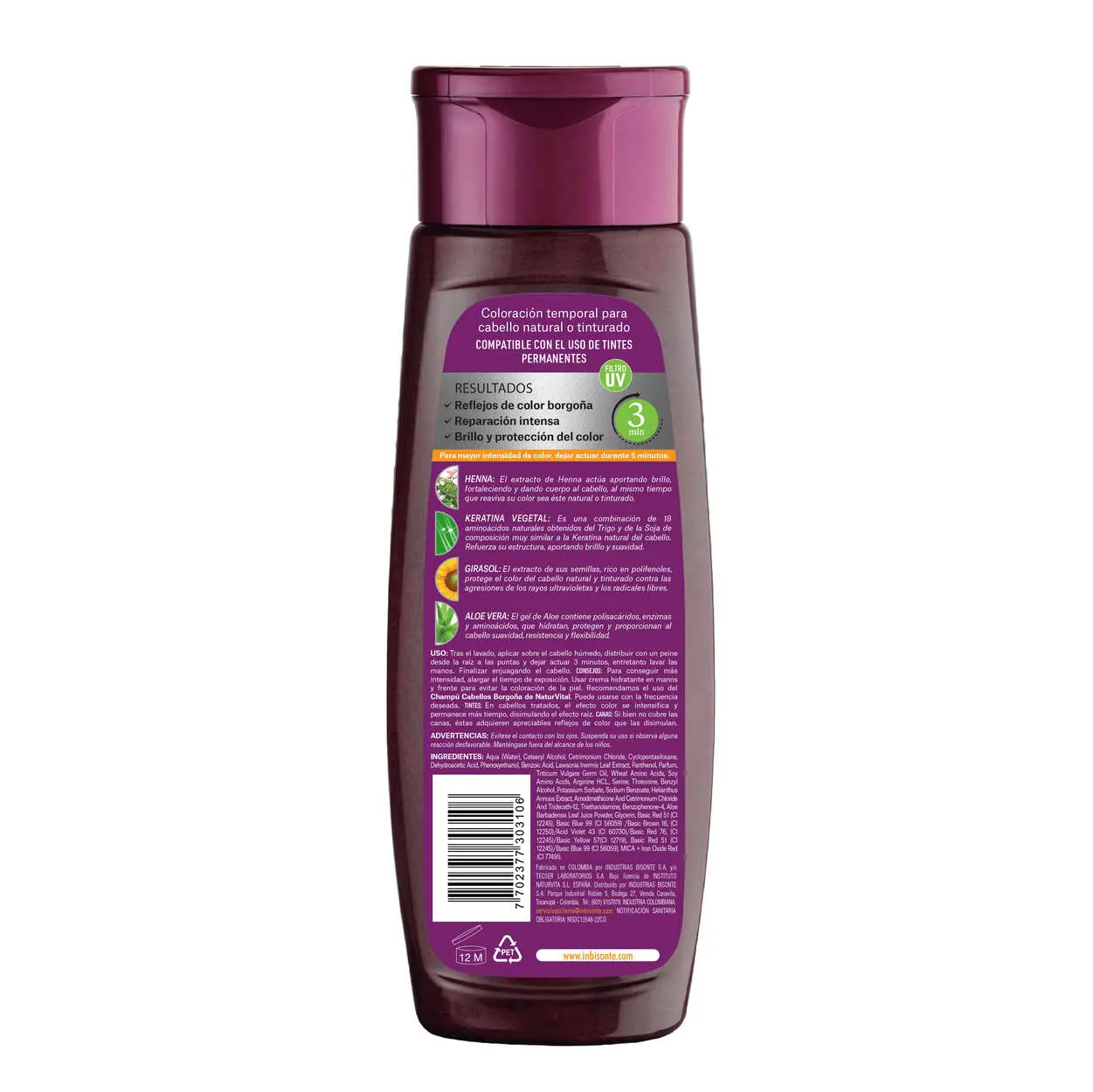 naturaleza y vida Mascarilla capilar coloursafe borgoña x 300 ml Libre de impuestos