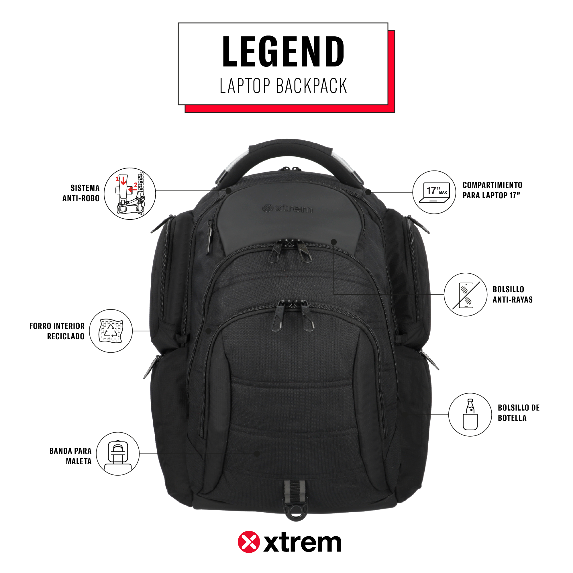 saxoline Mochila para notebook 17" Legend negra Los más vendidos