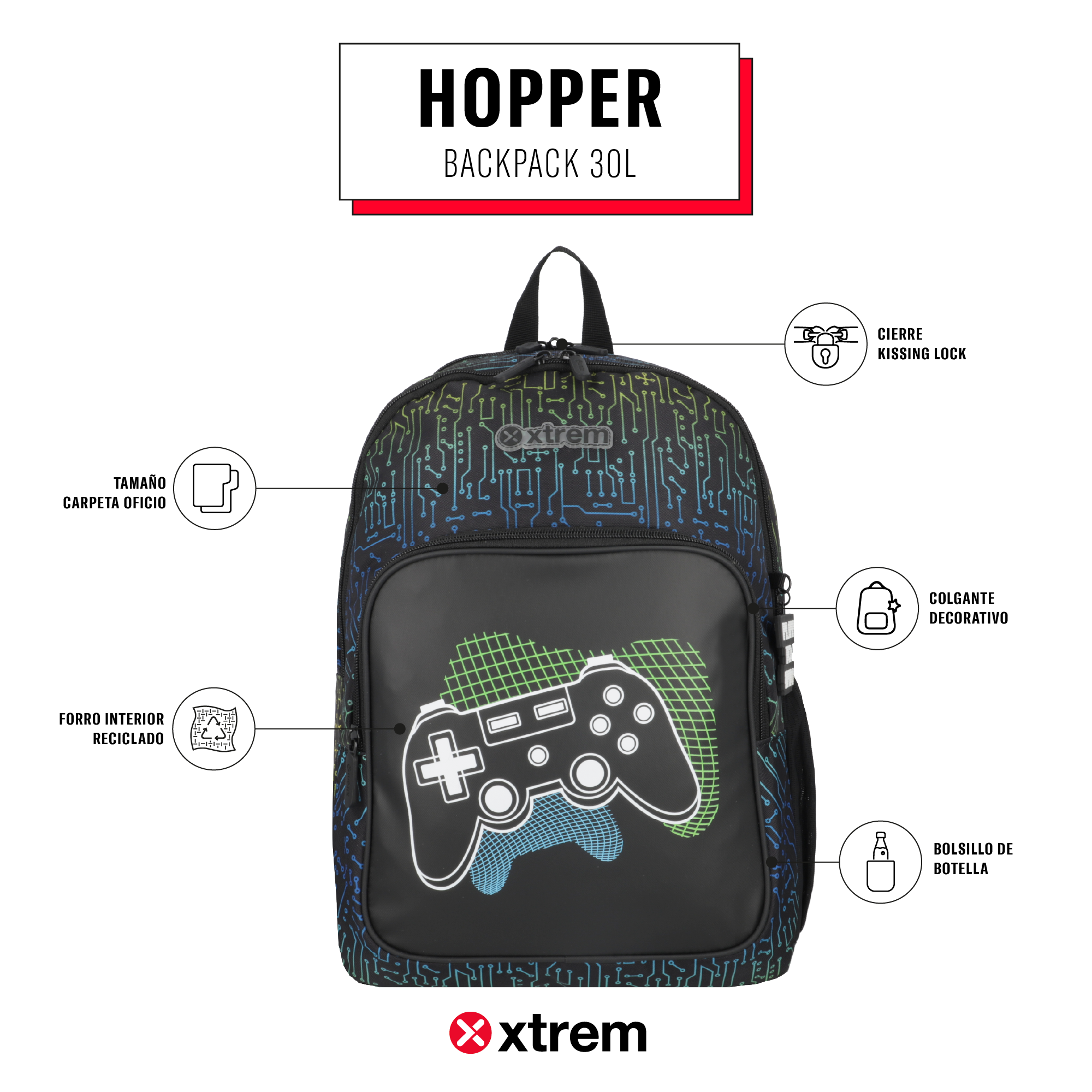 saxoline Mochila Hopper negra gamer Descuento