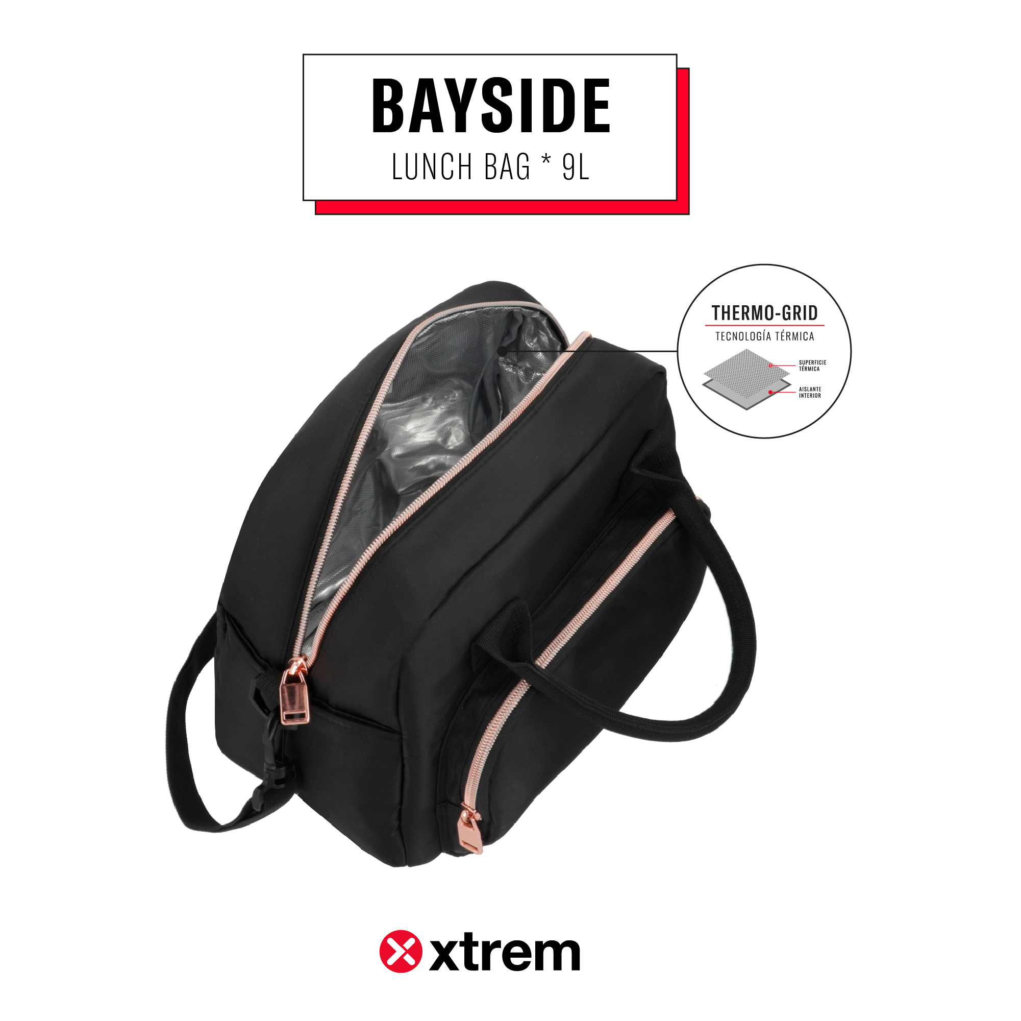 saxoline Lonchera térmica Bayside negra/rosada Últimos 3 días