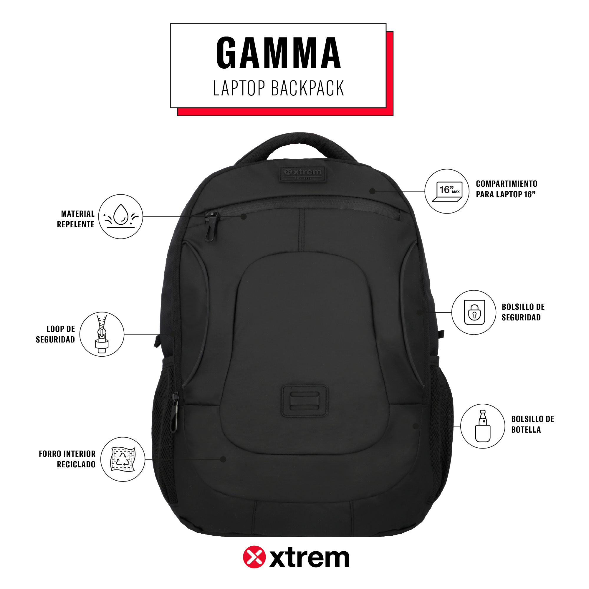 saxoline Mochila para notebook 16" Gamma negra Liquidación
