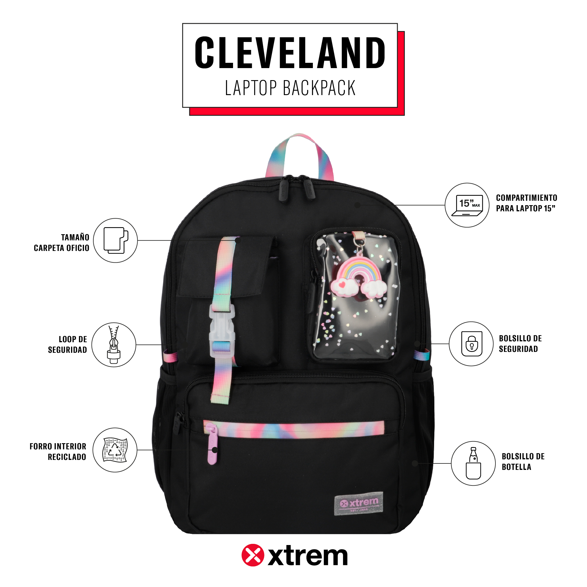 saxoline Mochila para notebook 15" Cleveland negra Ofertas especiales