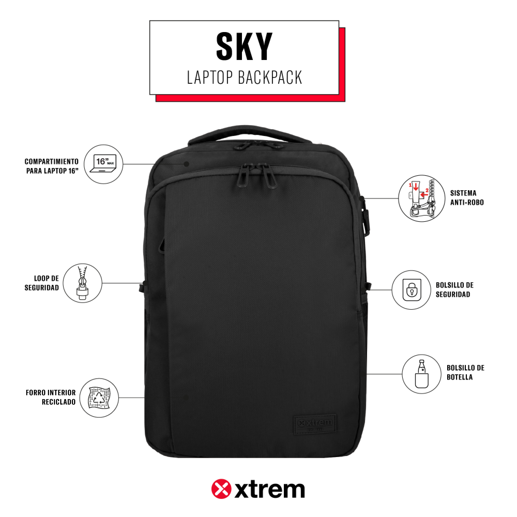 saxoline Mochila para notebook 16" Sky negra Venta caliente