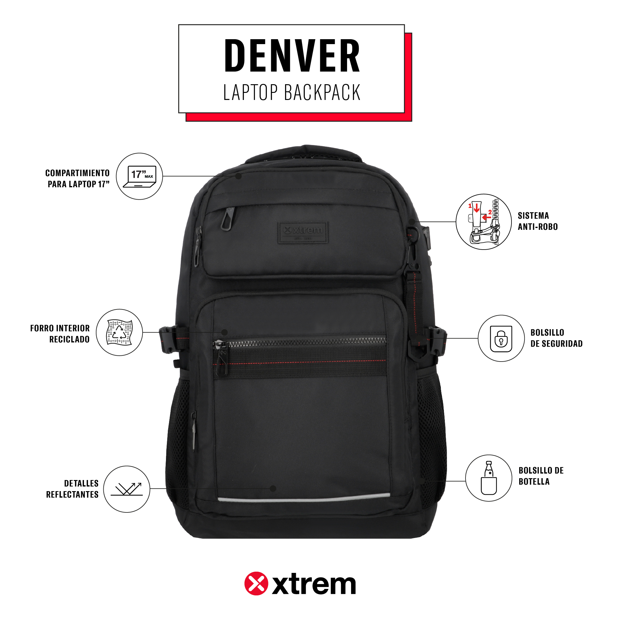 saxoline Mochila para notebook 17" Denver negra Tienda