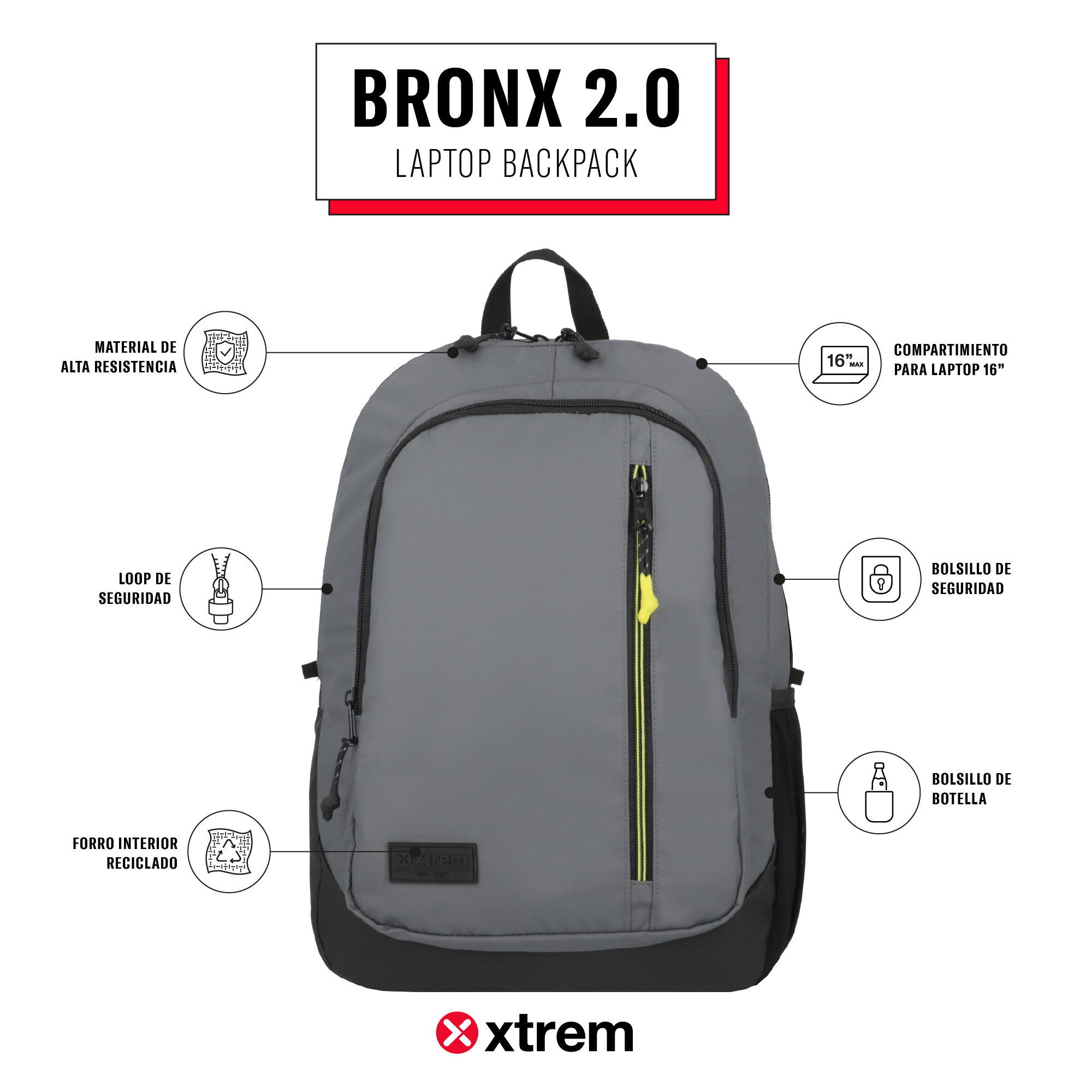 saxoline Mochila para notebook 16" Bronx 2.0 gris Precio de fábrica