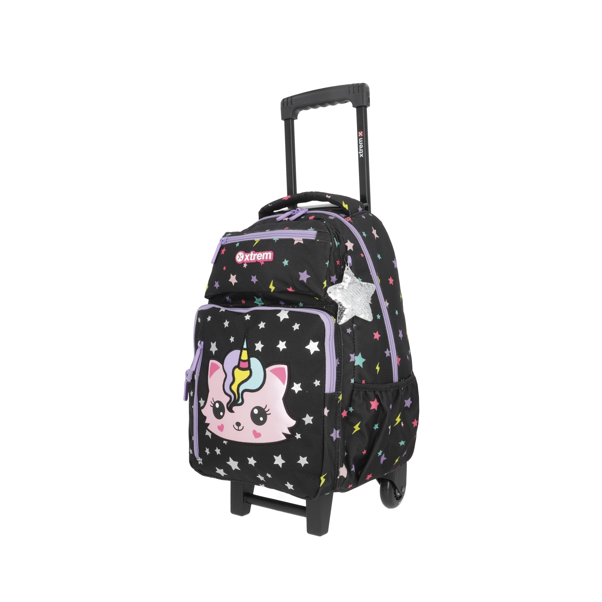 saxoline Set mochila con ruedas + lonchera + estuche New Run Pack Cat negro Mejor oferta