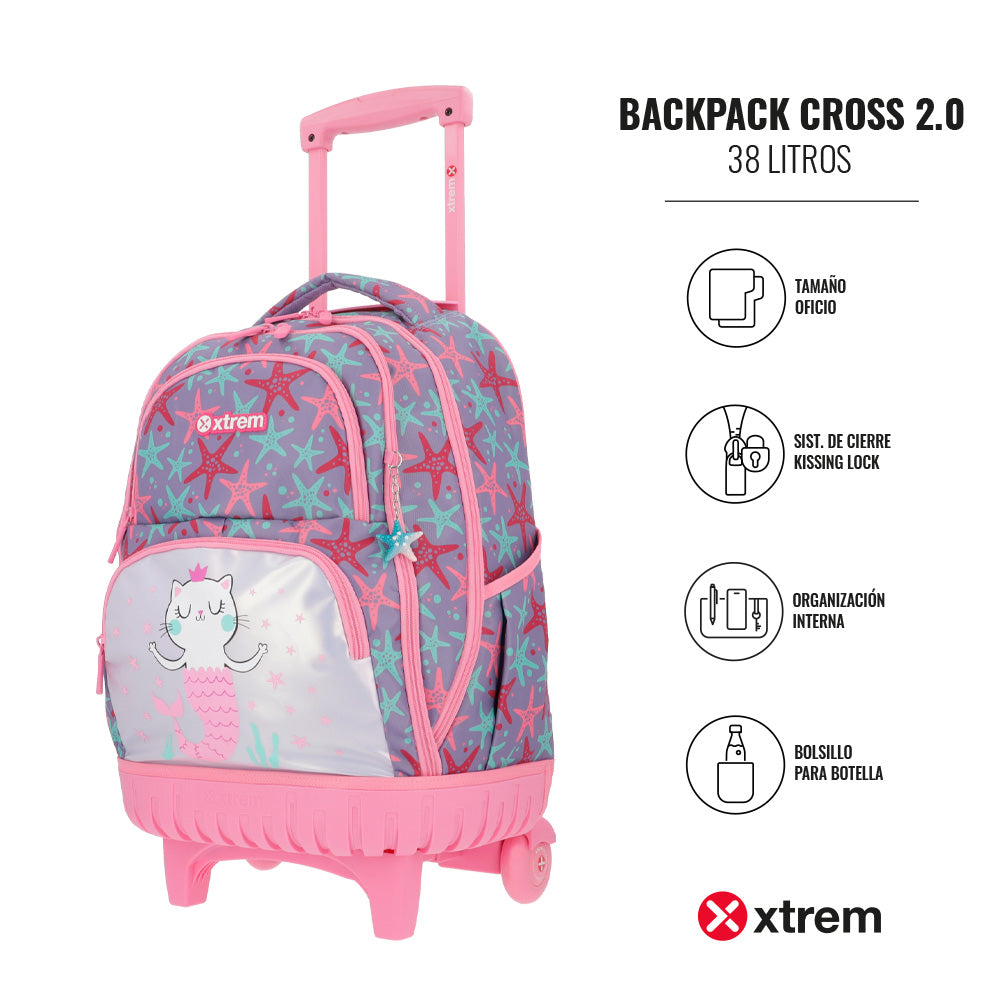 saxoline Mochila con ruedas Cross 2.0 Cats rosada Últimos 3 días