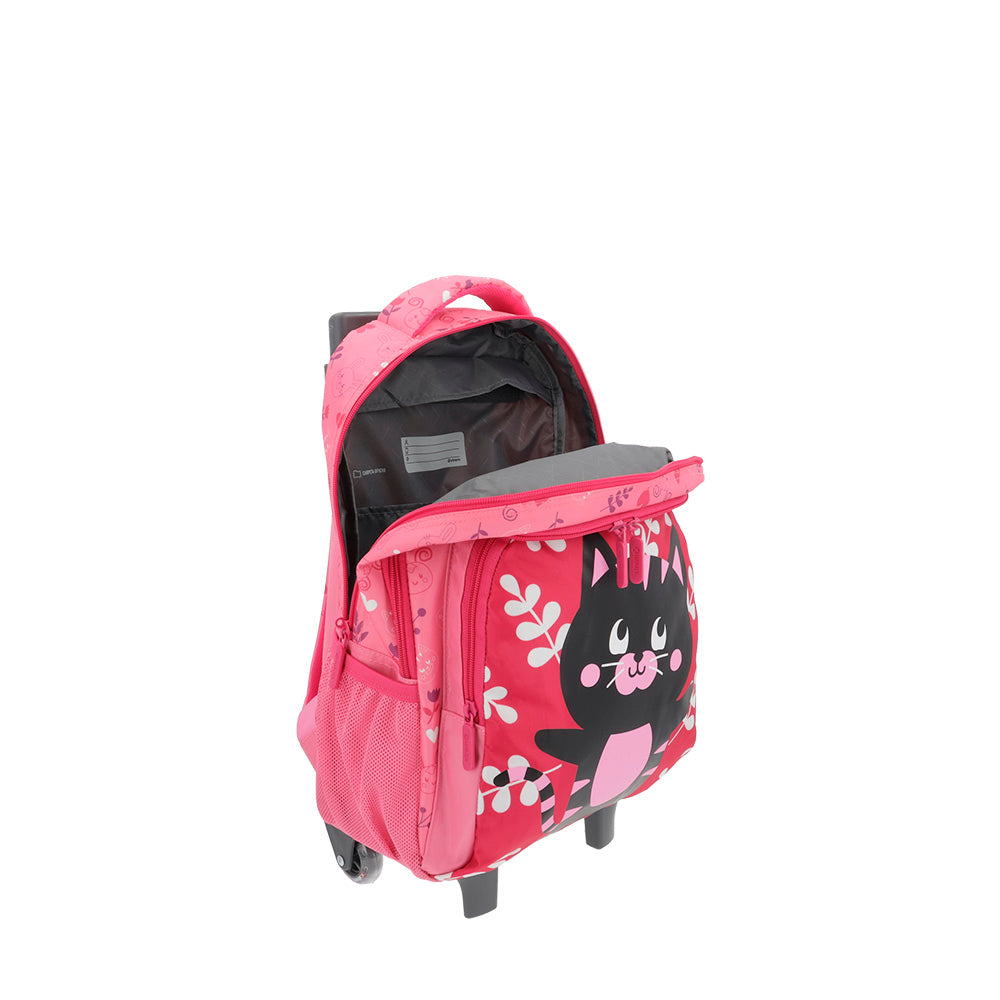 saxoline Mochila con ruedas para niñas Lincoln Cat rosada ÚLTIMAS EDICIONES