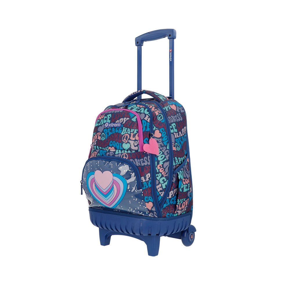 saxoline Mochila con ruedas Cross 2.0 Hearts azul Último día