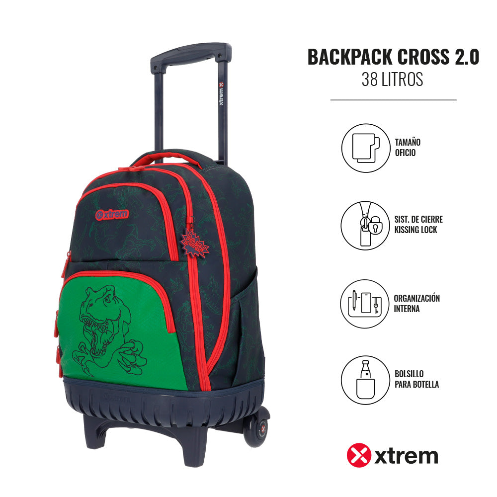saxoline Mochila con ruedas para niños Cross 2.0 Dino azul Precio de fábrica