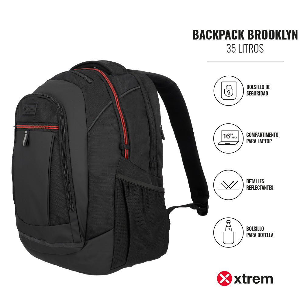 saxoline Mochila para notebook de hombre Brooklyn 16" negra/roja Oferta especial