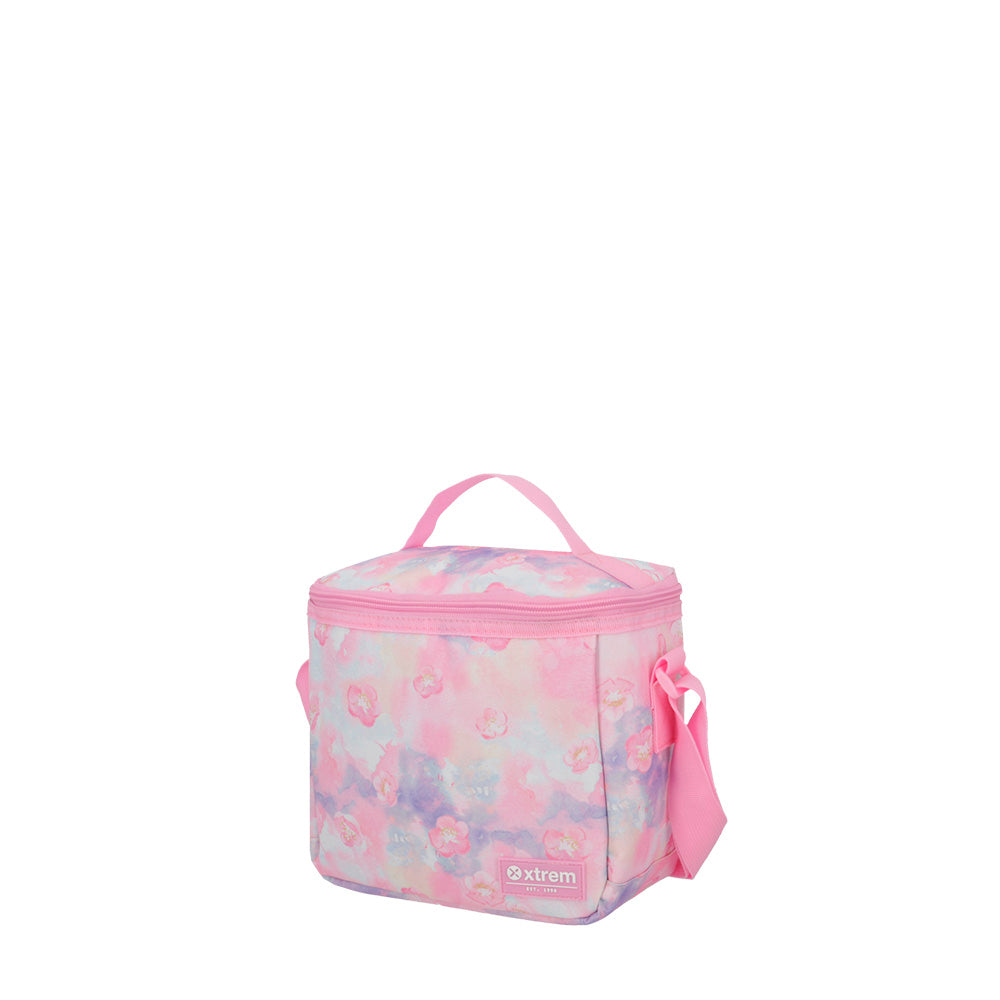 saxoline Set mochila + bolsa + lonchera + estuche Multipack rosado flores Ahorra y exporta