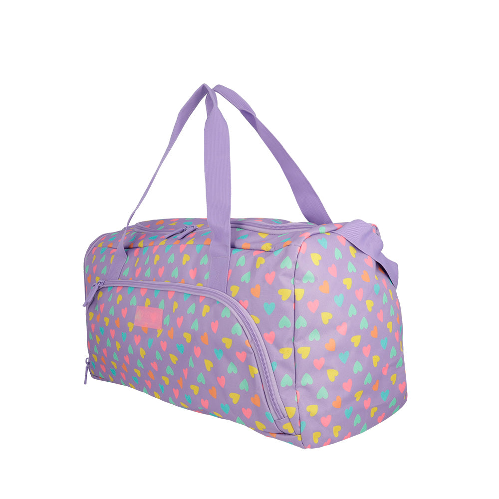 saxoline Megapack mochila escolar + bolso deportivo + lonchera + estuche Heart morado Descuento por venta flash