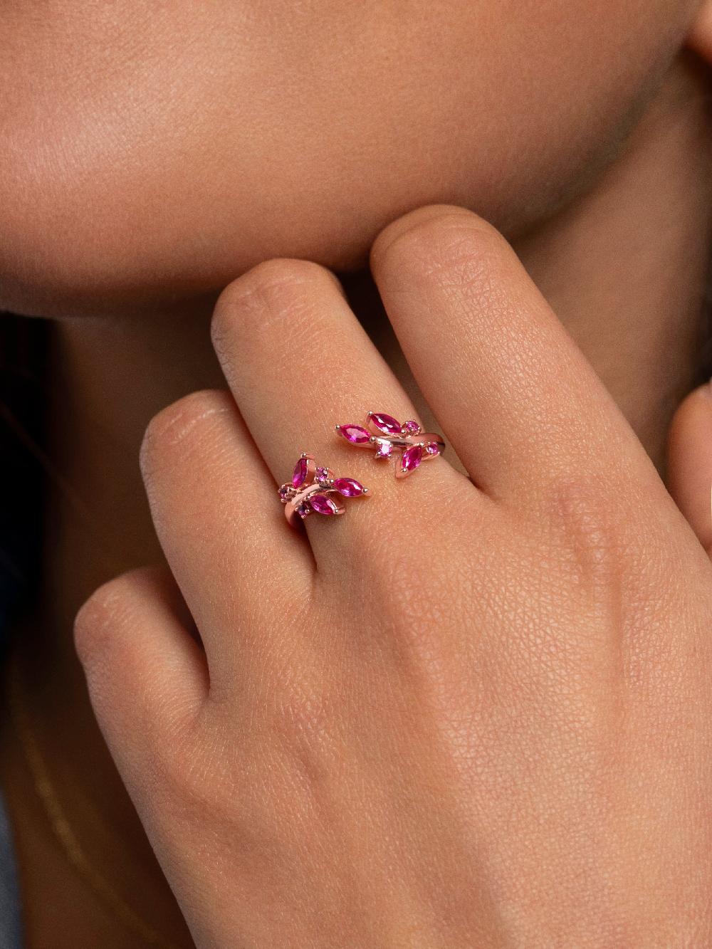 singularu Anillo Buganvilla Raspberry Plata Baño Oro Rosa Grandes ahorros