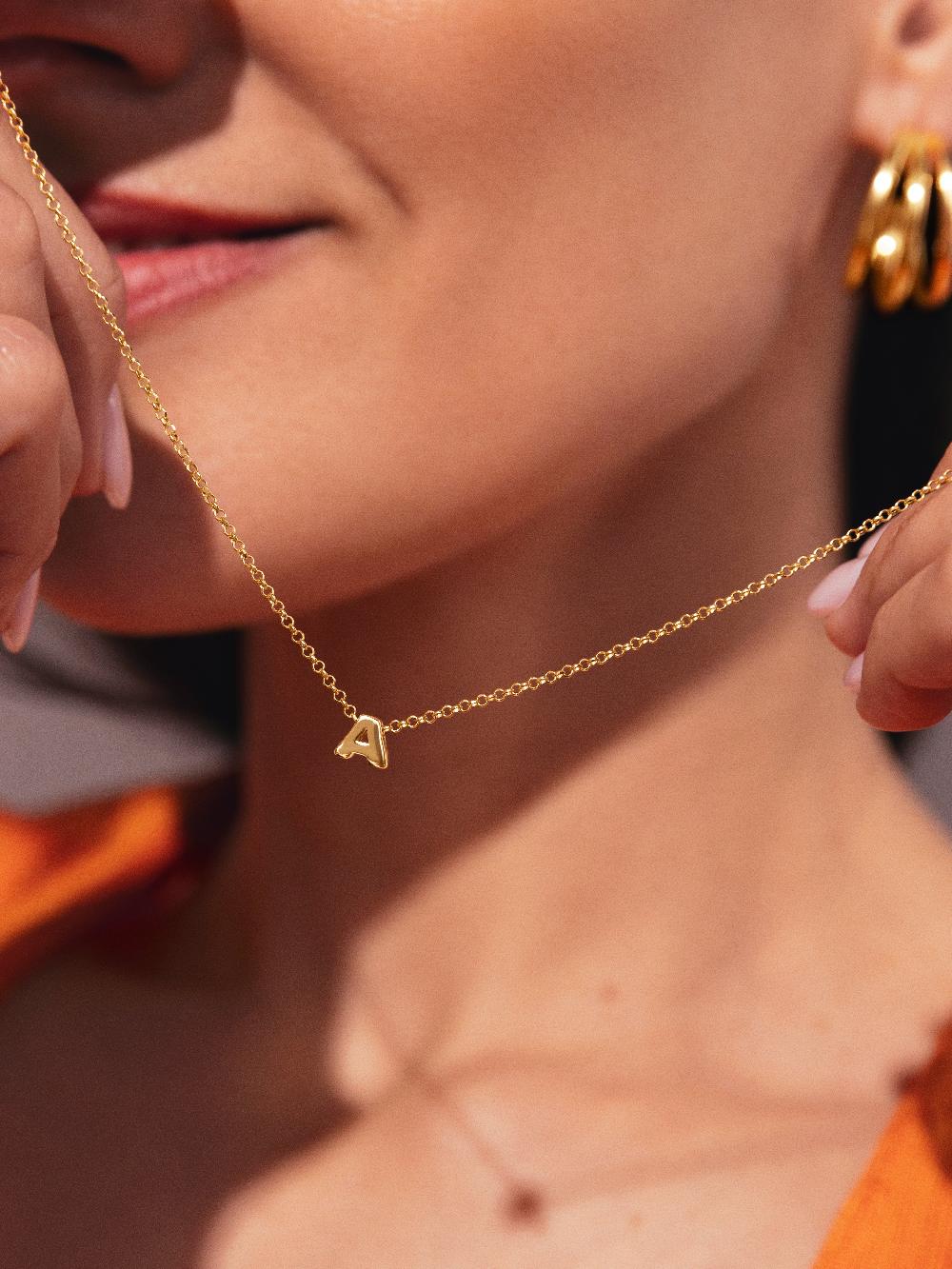 singularu Collar Personalizado Single Letter Plata Baño Oro Devoluciones gratuitas