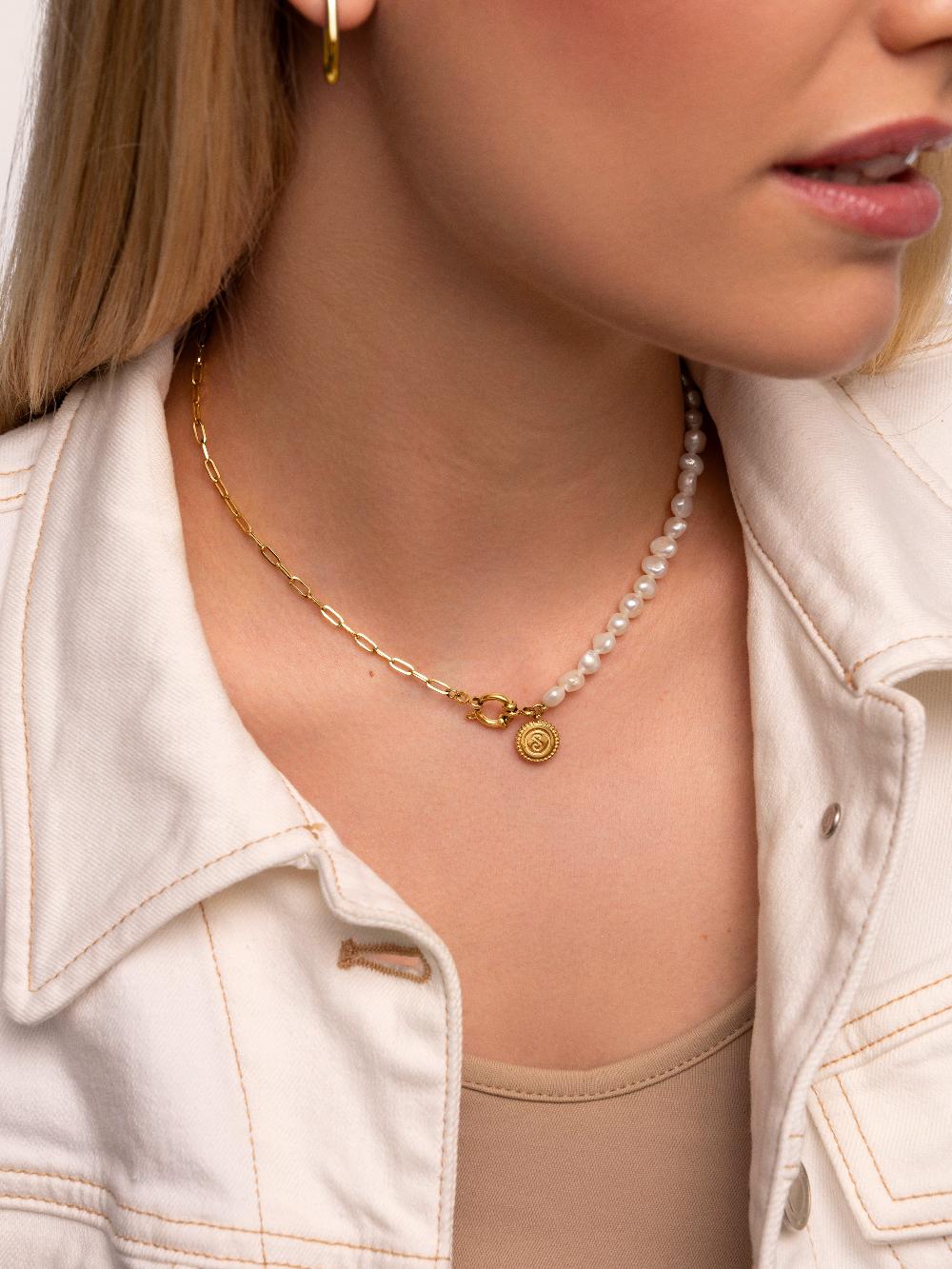 singularu Collar Chic Pearl Acero Baño Oro 2025