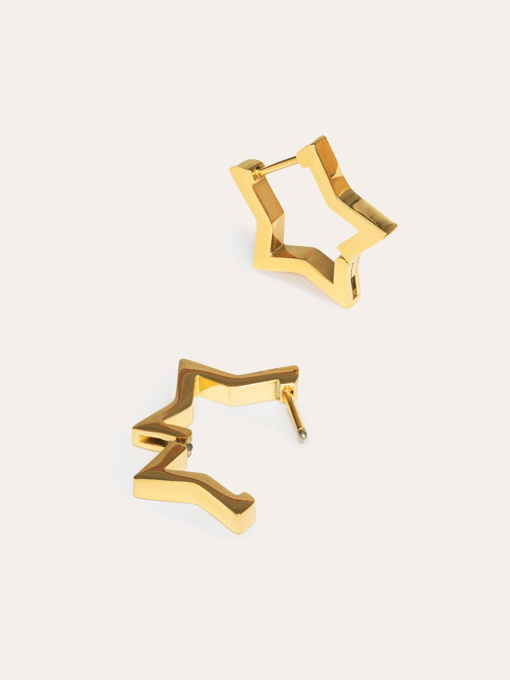 singularu Pendientes Superstar Acero Baño Oro Venta caliente
